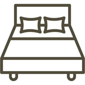 1 double bed + 1 small upper bunk (ideal for gear or a small child) Icon