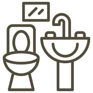 Clean, modern bathroom building nearby Icon